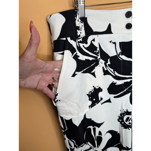 LulaRoe Emery Pants Womens XL Black White Floral Stretch Wide Leg Boho Hippie - Picture 3 of 6